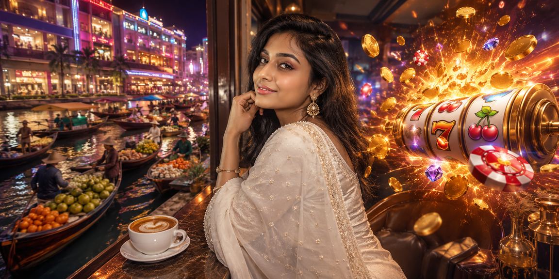 A user in Barisal playing slot games on mobile under neon lights